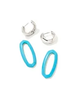 Elle Silver Convertible Link Earrings in Turquoise Magnesite