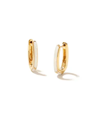 Ellen Opal 18k Gold Vermeil Huggie Earrings in White Kyocera Opal