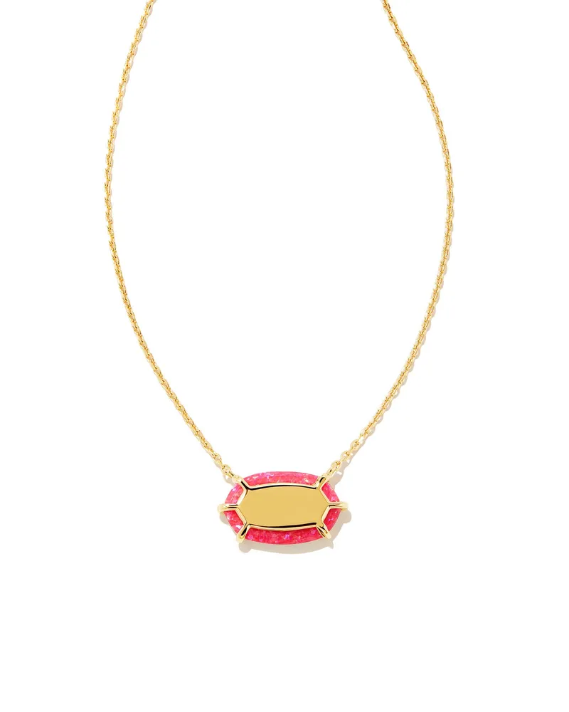 Framed Elisa Opal 18k Gold Vermeil Pendant Necklace in Bright Pink Kyocera Opal