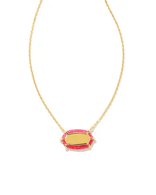 Framed Elisa Opal 18k Gold Vermeil Pendant Necklace in Bright Pink Kyocera Opal