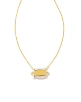 Framed Elisa Opal 18k Gold Vermeil Pendant Necklace in White Kyocera Opal
