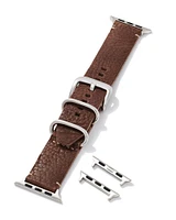 Grey Leather Watch Band in Birch