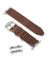 Grey Leather Watch Band in Birch