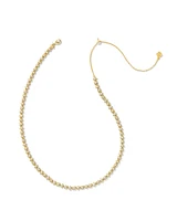 Nydia Gold Strand Necklace in White Crystal