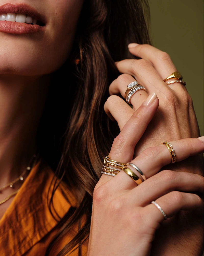 Isa Ring Pave Diamond and 14k Yellow Gold