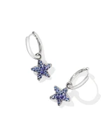 Jae Convertible Silver Star Pave Huggie Earrings in Blue Crystal