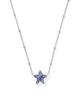 Jae Silver Star Pave Short Pendant Necklace in Blue Crystal