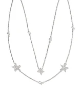 Star Cluster 14k White Gold Multi Strand Necklace in White Diamond