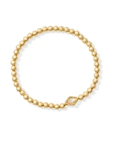 Abbie Gold Beaded Stretch Bracelet in Natural Mother-of-Pearl