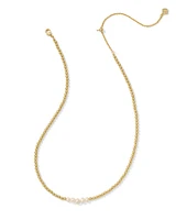 Eve Gold Beaded Strand Necklace White Pearl