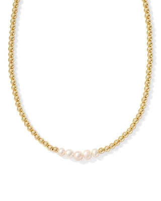 Eve Gold Beaded Strand Necklace in Freshwater Cultured Pearl