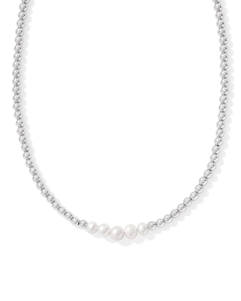 Eve Silver Beaded Strand Necklace in Freshwater Cultured Pearl