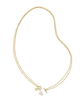 Eve Gold Chain Multi Strand Necklace White Pearl