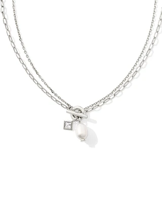 Eve Silver Chain Multi Strand Necklace in Freshwater Cultured Pearl