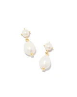 Eve Silver Drop Earrings White Pearl