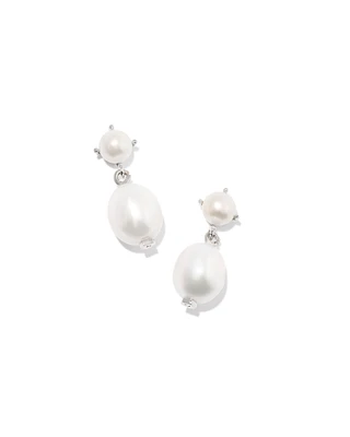 Eve Silver Drop Earrings in Freshwater Cultured Pearl