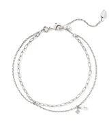 Eve Silver Multi Strand Bracelet in White Pearl