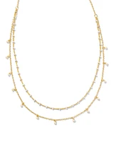 Eve Gold Multi Strand Necklace in White Mix