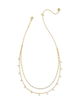 Eve Gold Multi Strand Necklace in White Mix