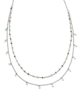 Eve Silver Multi Strand Necklace White Mix