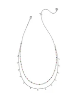 Eve Silver Multi Strand Necklace White Mix