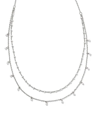 Eve Silver Multi Strand Necklace in White Mix