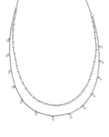 Eve Silver Multi Strand Necklace in White Mix