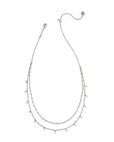 Eve Silver Multi Strand Necklace in White Mix