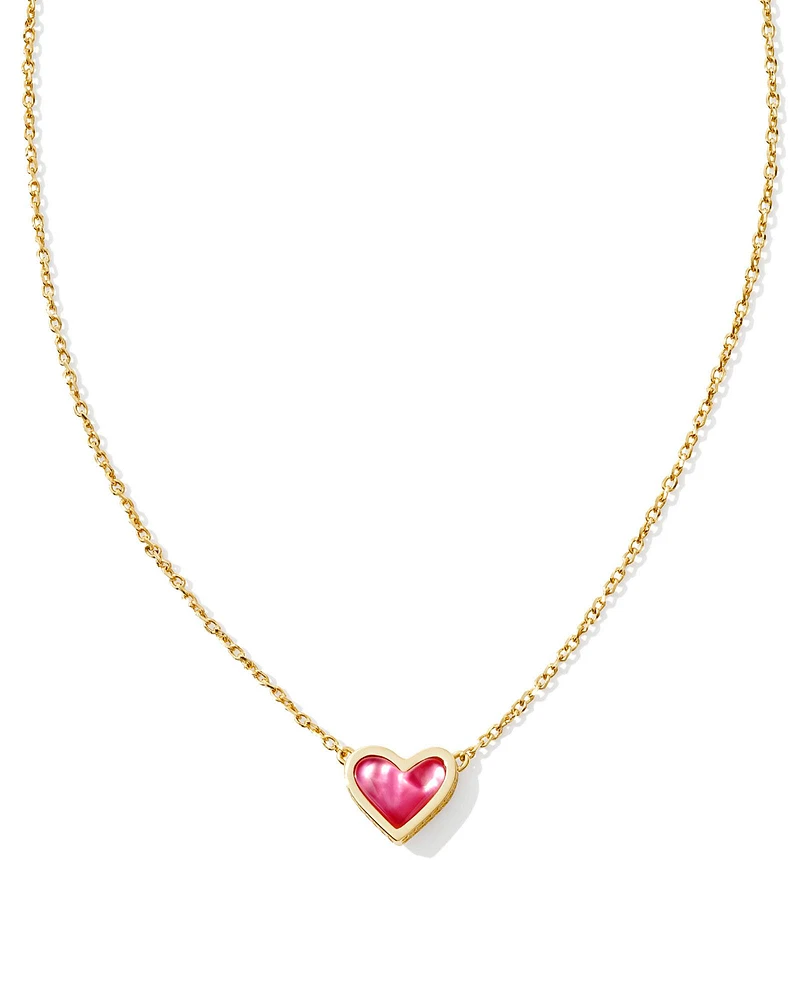 Framed Ari Heart Gold Short Pendant Necklace Mood Stone