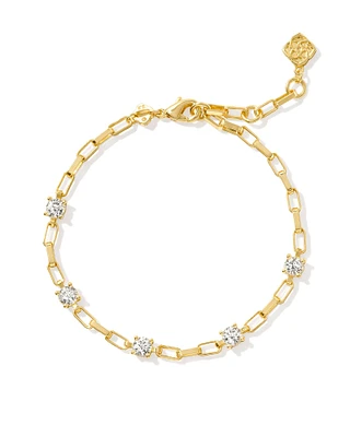 Lexi Gold Chain Bracelet in White CZ