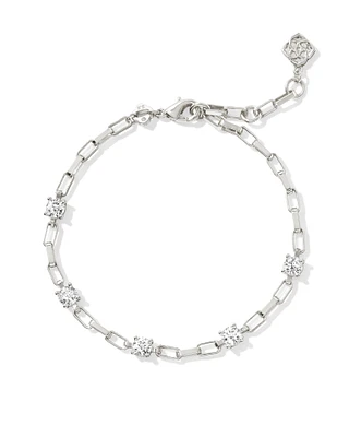 Lexi Silver Chain Bracelet in White CZ