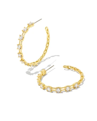 Lexi Gold Hoop Earrings in White CZ