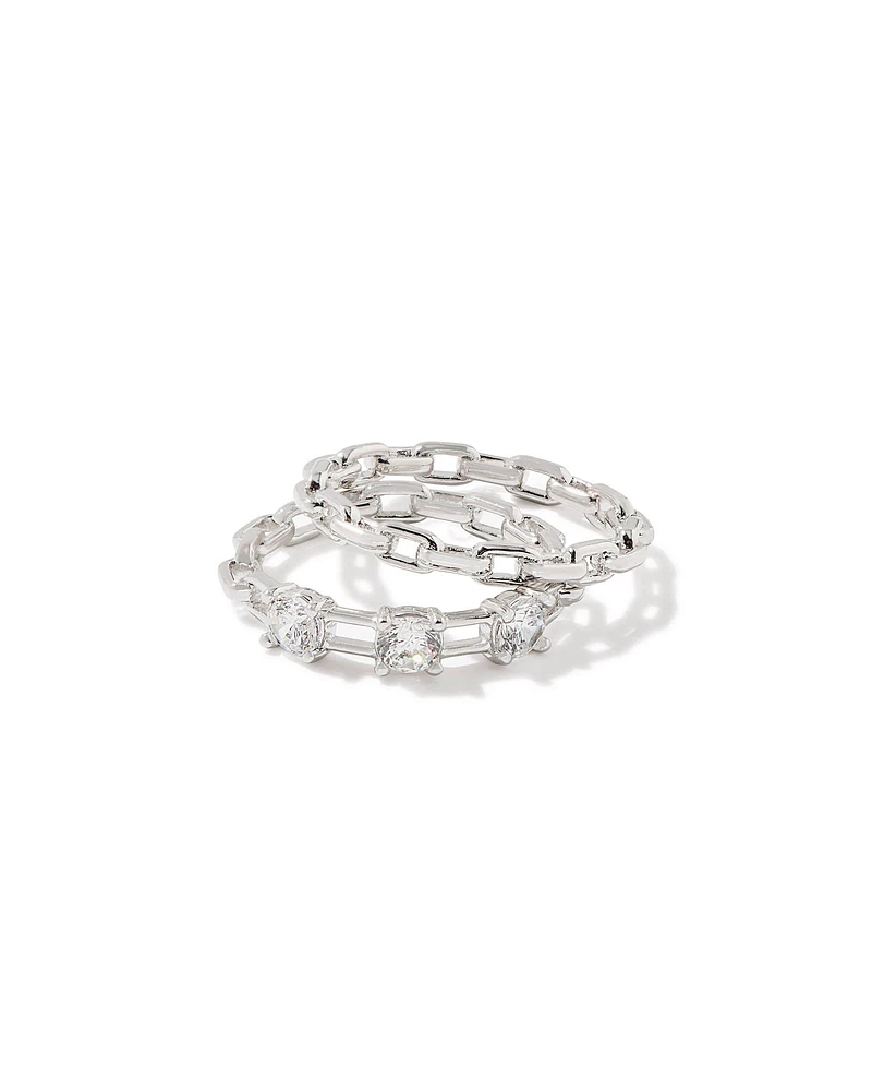 Lexi Silver Ring Set White Crystal