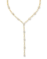 Lexi Gold Y Necklace White Crystal