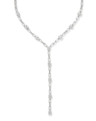 Lexi Silver Y Necklace in White CZ