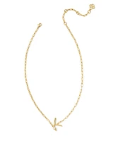 Pearl Gold Letter K Short Pendant Necklace in White Pearl