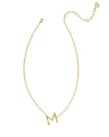 Pearl Gold Letter M Short Pendant Necklace in Freshwater Cultured Pearl