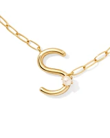 Pearl Gold Letter Short Pendant Necklace in Freshwater Cultured Pearl