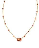 Mini Elisa Gold Enamel Frame Short Pendant Necklace Navy Mother-of-Pearl