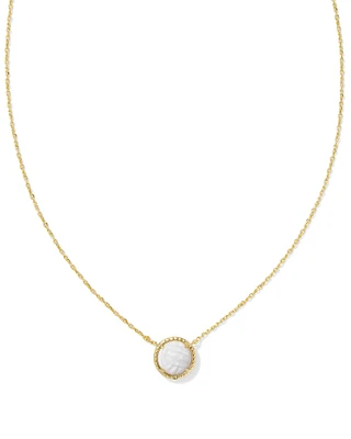 Volleyball Gold Short Pendant Necklace White Mother-of-Pearl