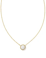 Volleyball Gold Short Pendant Necklace White Mother-of-Pearl