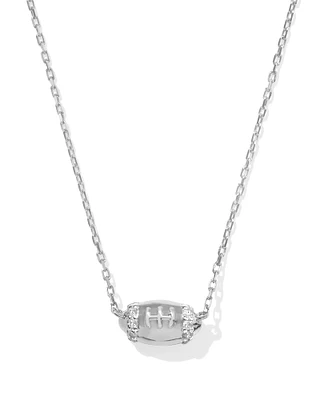 Tiny Diamond Football 14k White Gold Pendant Necklace in White Diamond