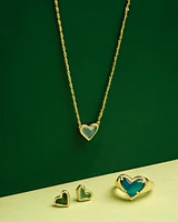 Framed Ari Heart Gold Short Pendant Necklace in Mood Stone