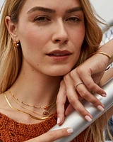 Mini Elisa Gold Enamel Frame Short Pendant Necklace Navy Mother-of-Pearl