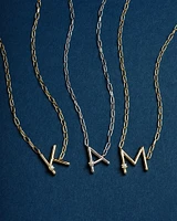 Pearl Gold Letter K Short Pendant Necklace in White Pearl