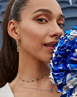 Sierra Silver Star Hoop Earrings in Navy Enamel