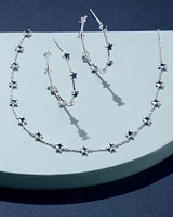 Sierra Silver Star Hoop Earrings in Navy Enamel