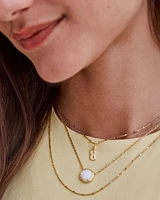 Volleyball Gold Short Pendant Necklace in White Mother-of-Pearl