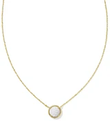 Volleyball Gold Short Pendant Necklace White Mother-of-Pearl