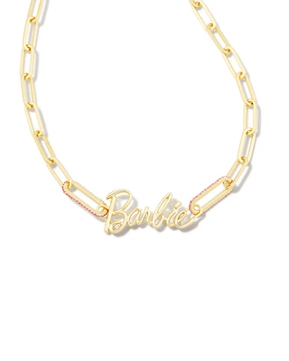 BARBIE LINK CHAIN NCK GOLD PINK CRYSTAL